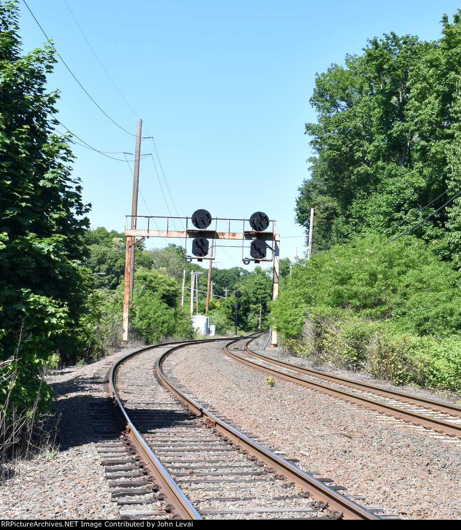 former PRR signal bridge just east of the Stony Brook Station